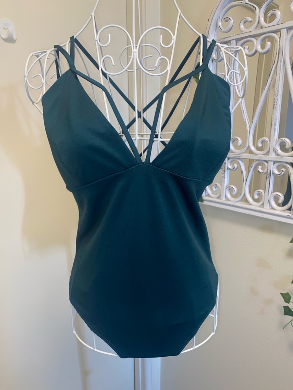 Windsor Dark Teal Strappy V-Neck Bodysuit